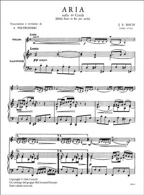 Johann Sebastian Bach: Aria Sulla 4A Corda Per Violino E Piano: Violine mit Begleitung