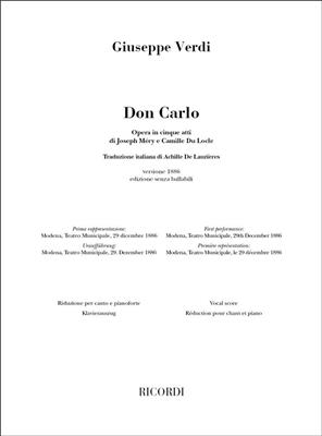 Giuseppe Verdi: Don Carlo: Opern Klavierauszug