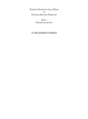 Giovanni Battista Pergolesi: Il prigionier superbo: Opern Klavierauszug