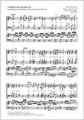 Johann Michael Haydn: Verbum caro factum est: (Arr. Paul Horn): Gemischter Chor mit Klavier/Orgel