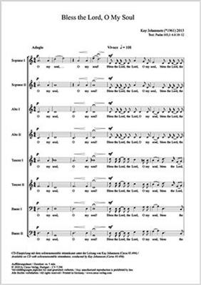 Kay Johannsen: Bless the Lord. Psalm 103: Gemischter Chor A cappella