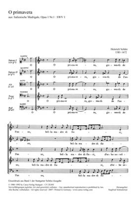 Heinrich Schütz: O primavera: Gemischter Chor mit Begleitung