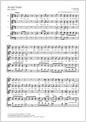 Franz Joseph Haydn: An den Vetter: Gemischter Chor mit Klavier/Orgel