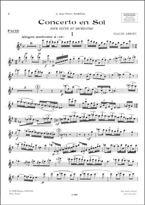 Claude Arrieu: Concerto En Sol Fl-Piano: Flöte Solo