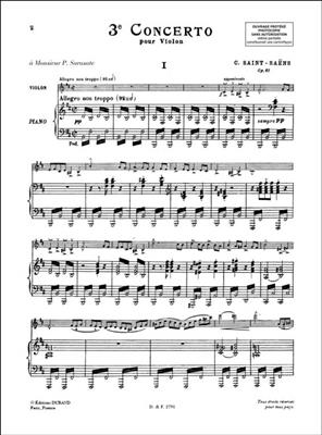 Camille Saint-Saëns: Concert 3 Opus 61: Violine mit Begleitung