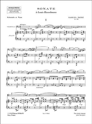 Gabriel Fauré: Sonate N 1 Opus 109: Cello mit Begleitung