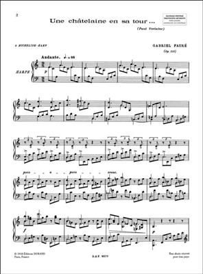 Gabriel Fauré: Une Châtelaine en sa Tour (Paul Verlaine): Harfe Solo