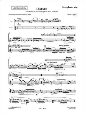 Florent Schmitt: Légende Opus 66: Altsaxophon mit Begleitung
