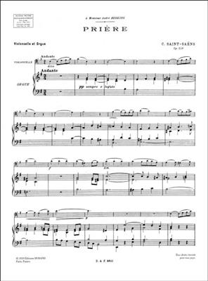 Camille Saint-Saëns: Priere Op 158 Vlc-Orgue: Cello mit Begleitung