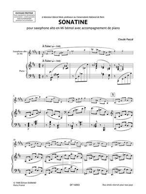 Claude Pascal: Sonatine : Altsaxophon mit Begleitung
