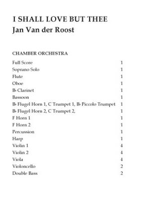 Jan Van der Roost: I Shall Love But Thee: Kammerorchester