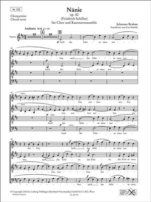 Johannes Brahms: Nanie: (Arr. Urs Stauble): Gemischter Chor mit Ensemble