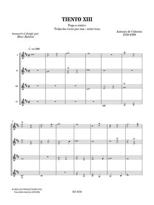 Antonio de Cabezón: Tiento XIII: (Arr. Marc Bataïni): Gitarre Trio / Quartett