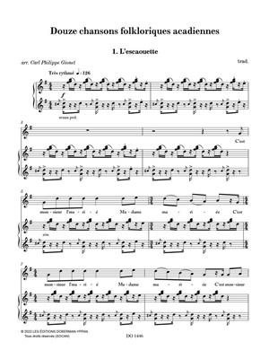 12 Chansons Folkloriques Acadiennes: (Arr. Carl Philippe Gionet): Gesang mit Klavier