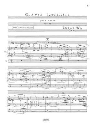 Jacques Hétu: Quatre Interludes, opus 38: Orgel