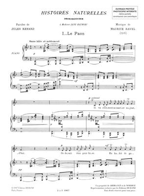 Maurice Ravel: Histoires Naturelles: Gesang mit Klavier