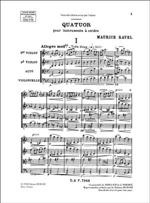 Maurice Ravel: Quatuor a cordes Fa-majeur: Streichquartett