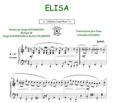 Serge Gainsbourg: Elisa: (Arr. Armelle Cocheril): Klavier Solo
