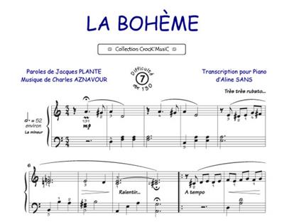 Charles Aznavour: La Bohème: (Arr. Aline Sans): Klavier Solo