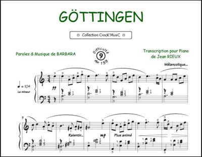 Barbara: Göttingen: (Arr. Jean Rieux): Klavier Solo