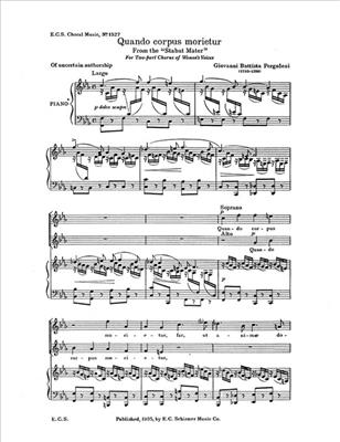 Giovanni Battista Pergolesi: Stabat Mater: Quando corpus morietur: (Arr. Katherine K. Davis): Frauenchor mit Klavier/Orgel