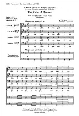Randall Thompson: The Gate of Heaven: Männerchor A cappella