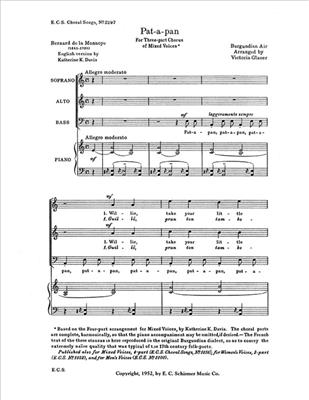 Pat-a-pan: (Arr. Henry Clough-Leighter): Gemischter Chor mit Klavier/Orgel