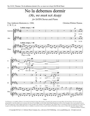 Christina Whitten Thomas: No la debemos dormir: Gemischter Chor mit Klavier/Orgel