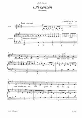 Vasadi Balogh Lajos: Ausgewählte Lieder: Gesang mit Klavier