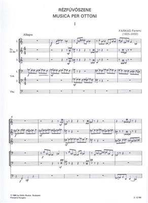 Ferenc Farkas: Musica per ottoni (3 trombe, 2 tromboni e tuba): Blechbläser Ensemble