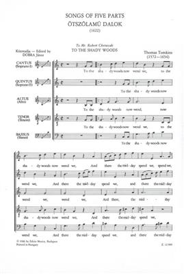 Thomas Tomkins: Ötszólamú dalok: Gemischter Chor A cappella