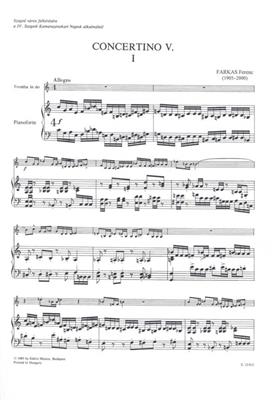 Ferenc Farkas: Concertino Nr. 5 für Trompete und Streichorchest: Trompete mit Begleitung