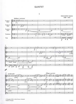 Sándor Reschofsky: Quintett für drei Trompeten, Posaune und Tuba: Blechbläser Ensemble
