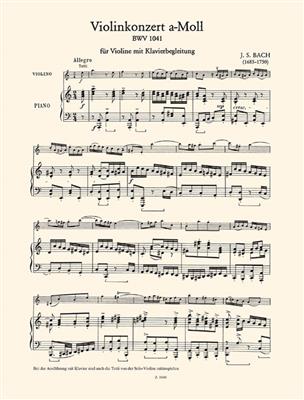 Johann Sebastian Bach: Concert 01 a-moll BWV1041: Violine mit Begleitung