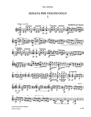 Sándor Szokolay: Sonate: Violine Solo
