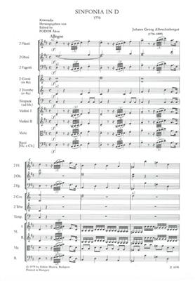Johann Georg Albrechtsberger: Sinfonia in D: Orchester