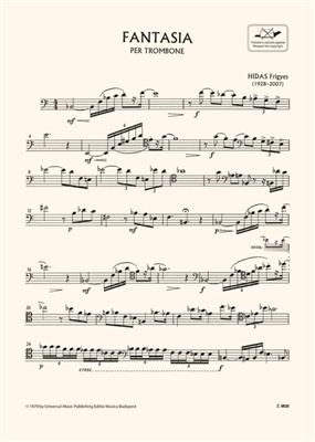 Frigyes Hidas: Fantasia per trombone: Posaune Solo