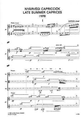 József Soproni: Spätsommer Capriccios für Violine, Viola, Violon: Streichorchester mit Solo