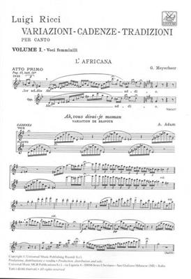 Variazioni - Cadenze Tradizioni per Canto Vol. I