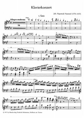 Johann Nepomuk Hummel: Klavierkonzert A-Dur: (Arr. Zimmerschied): Klavier Solo