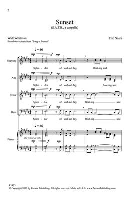Eric Saari: Sunset: Gemischter Chor mit Begleitung