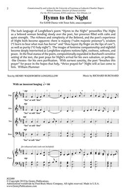 Richard Burchard: Hymn to the Night: Gemischter Chor A cappella
