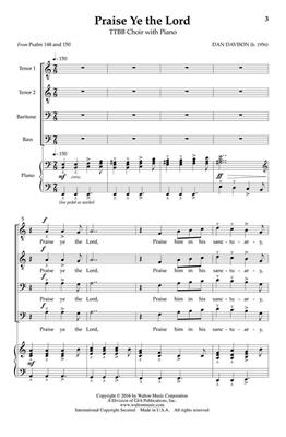 Dan Davison: Praise Ye the Lord: Männerchor mit Klavier/Orgel