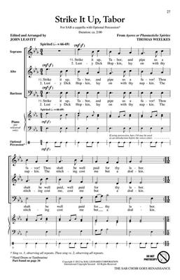 Thomas Weelkes: The SAB Choir Goes Renaissance: (Arr. John Leavitt): Gemischter Chor A cappella