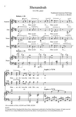 Shenandoah: (Arr. Kevin A. Memley): Gemischter Chor mit Begleitung