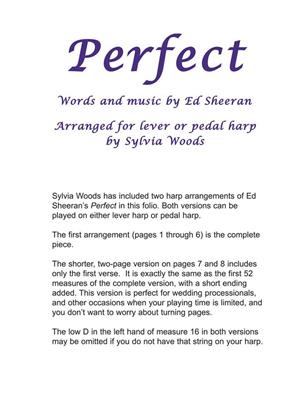 Ed Sheeran: Perfect: (Arr. Sylvia Woods): Harfe Solo