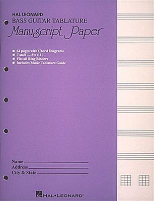Bass Guitar Tablature Manuscript Paper: Notenpapier