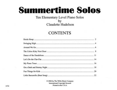 Claudette Hudelson: Summertime Solos: Klavier Solo
