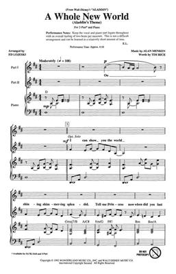 Alan Menken: A Whole New World: (Arr. Ed Lojeski): Frauenchor mit Klavier/Orgel