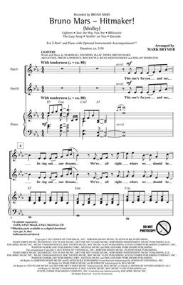 Bruno Mars: Bruno Mars - Hitmaker! (Medley): (Arr. Mark Brymer): Frauenchor mit Klavier/Orgel